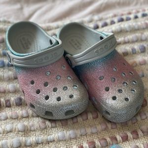 Children’s Multi Colored Blue/Pink/Silver Glitter Crocs